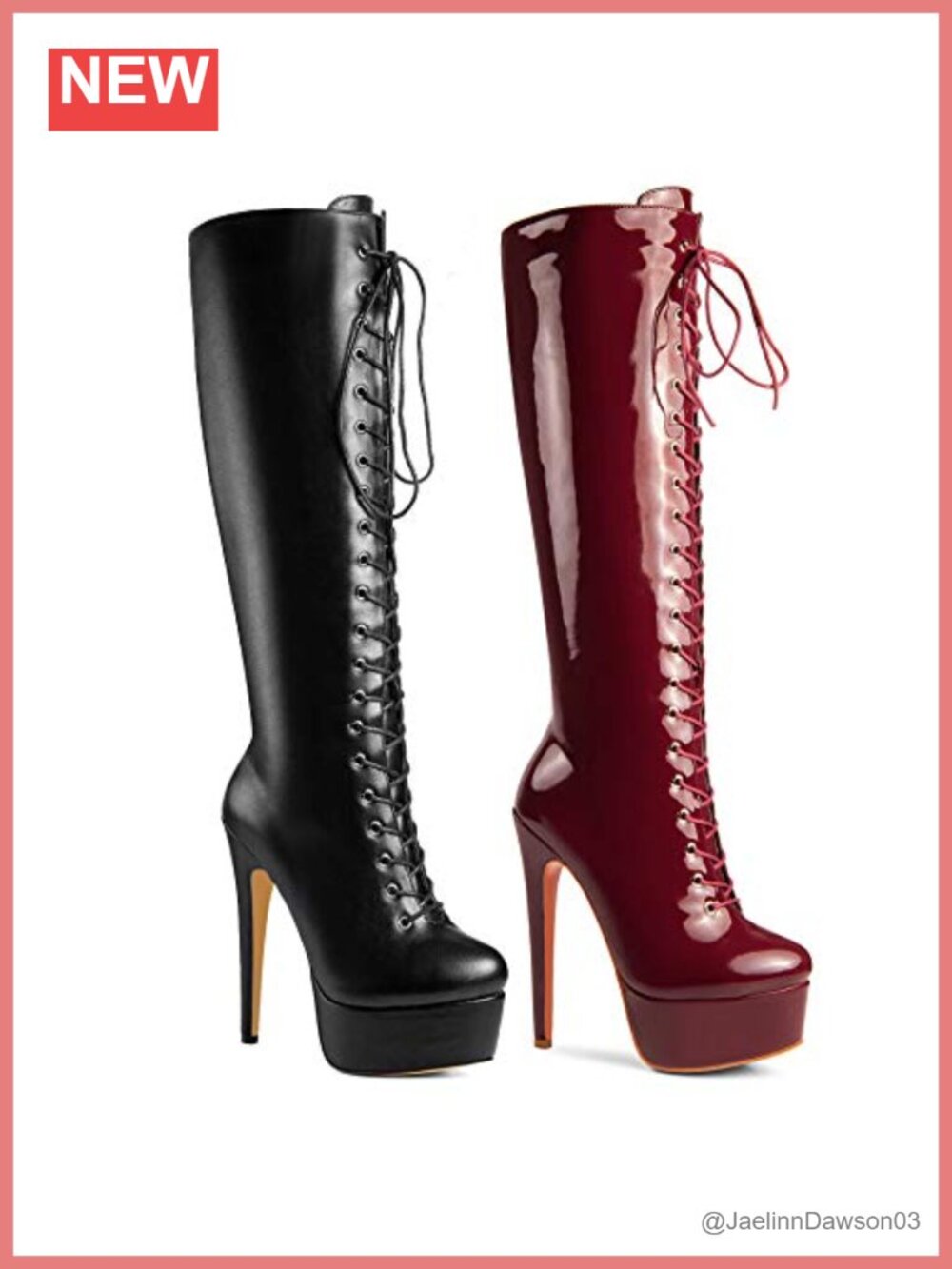 Knee High Lace Up Platform Stiletto Boots Faux Leather Ultra High Heels